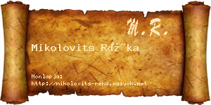 Mikolovits Réka névjegykártya